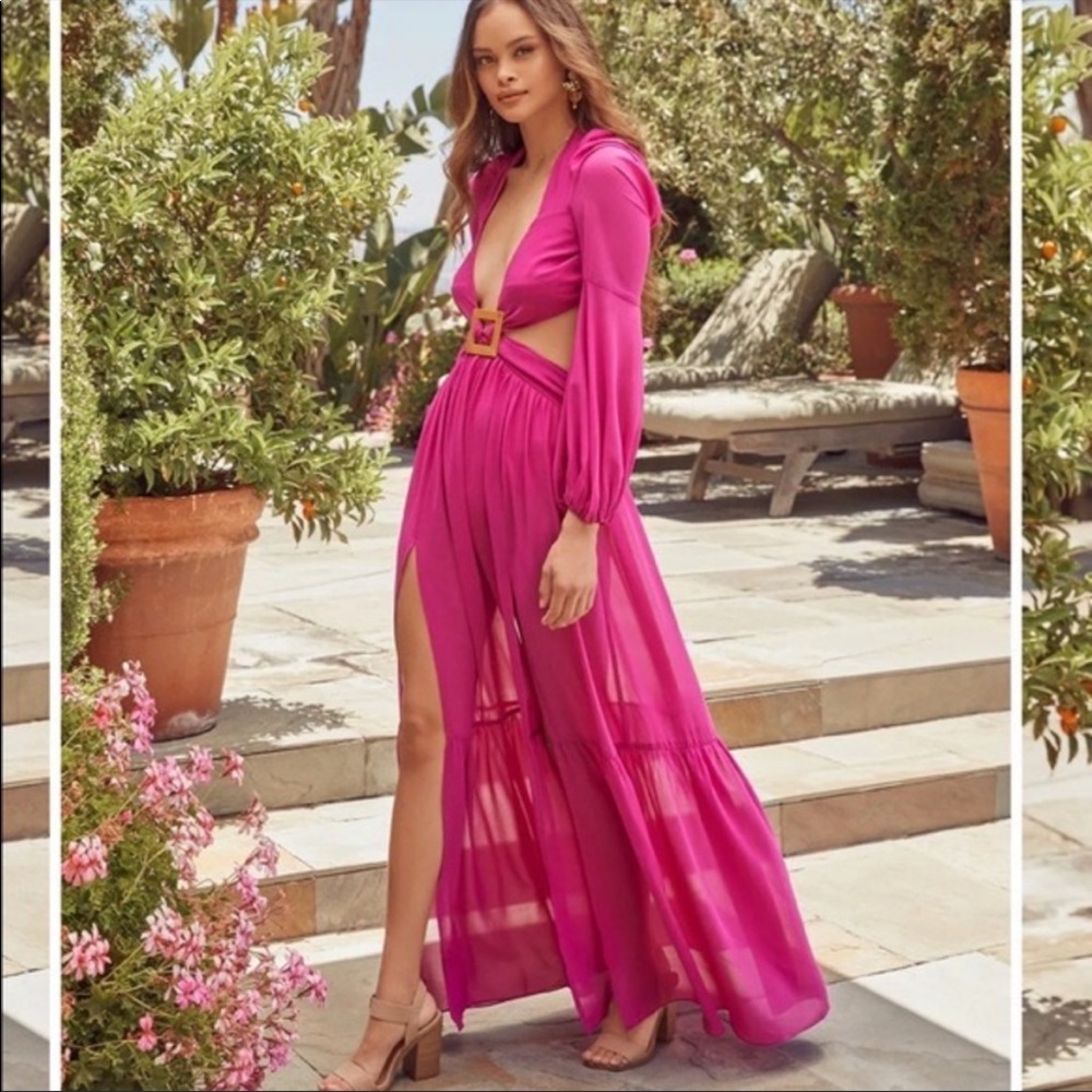 NWT Vici Breathtaking Views Cutout Maxi Dress Hot Pink